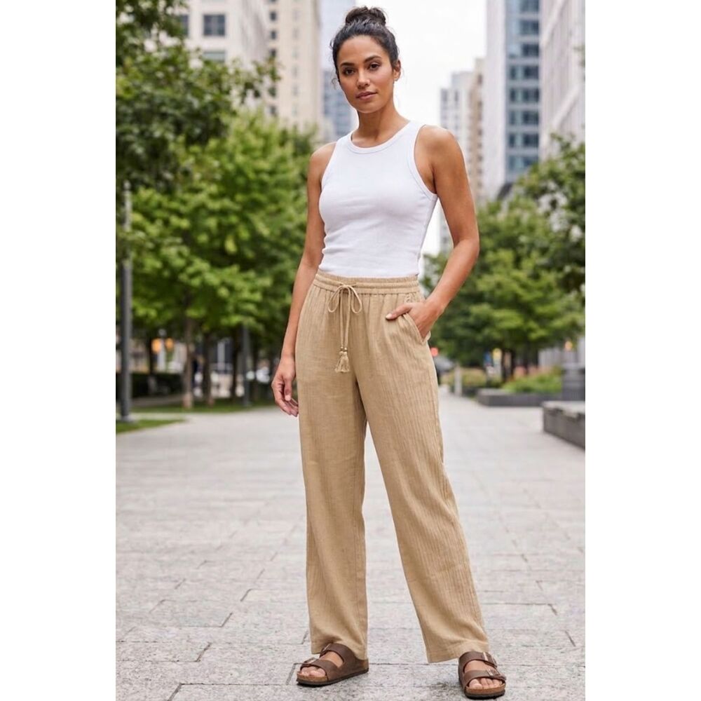New Laundry Shelli Segal Wide Leg Pull On Drawstring Pant Women's Size Large